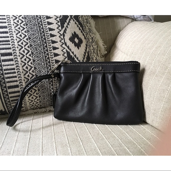 Coach Handbags - Black Leather Wristlet | Coach ✨